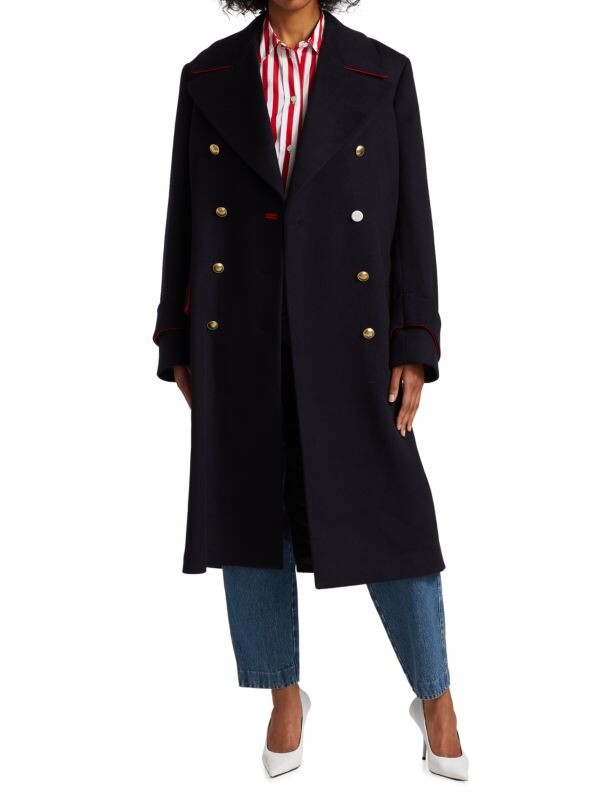 

Пальто оверсайз из овечьей шерсти Victoria Beckham Dark navy