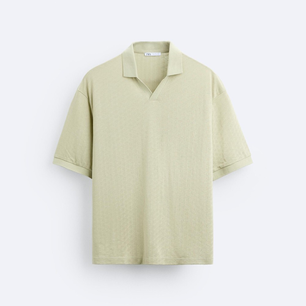 

Футболка поло Zara Textured, светло-зеленый