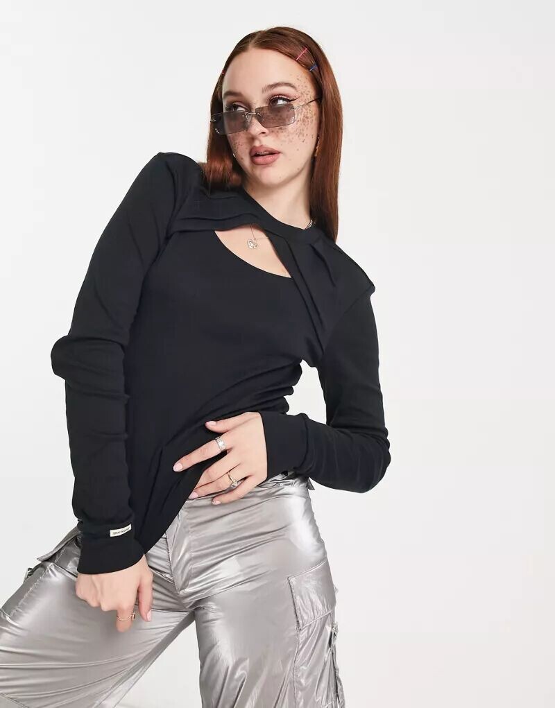 

Черный топ с вырезами и длинными рукавами Nike Icon Clash