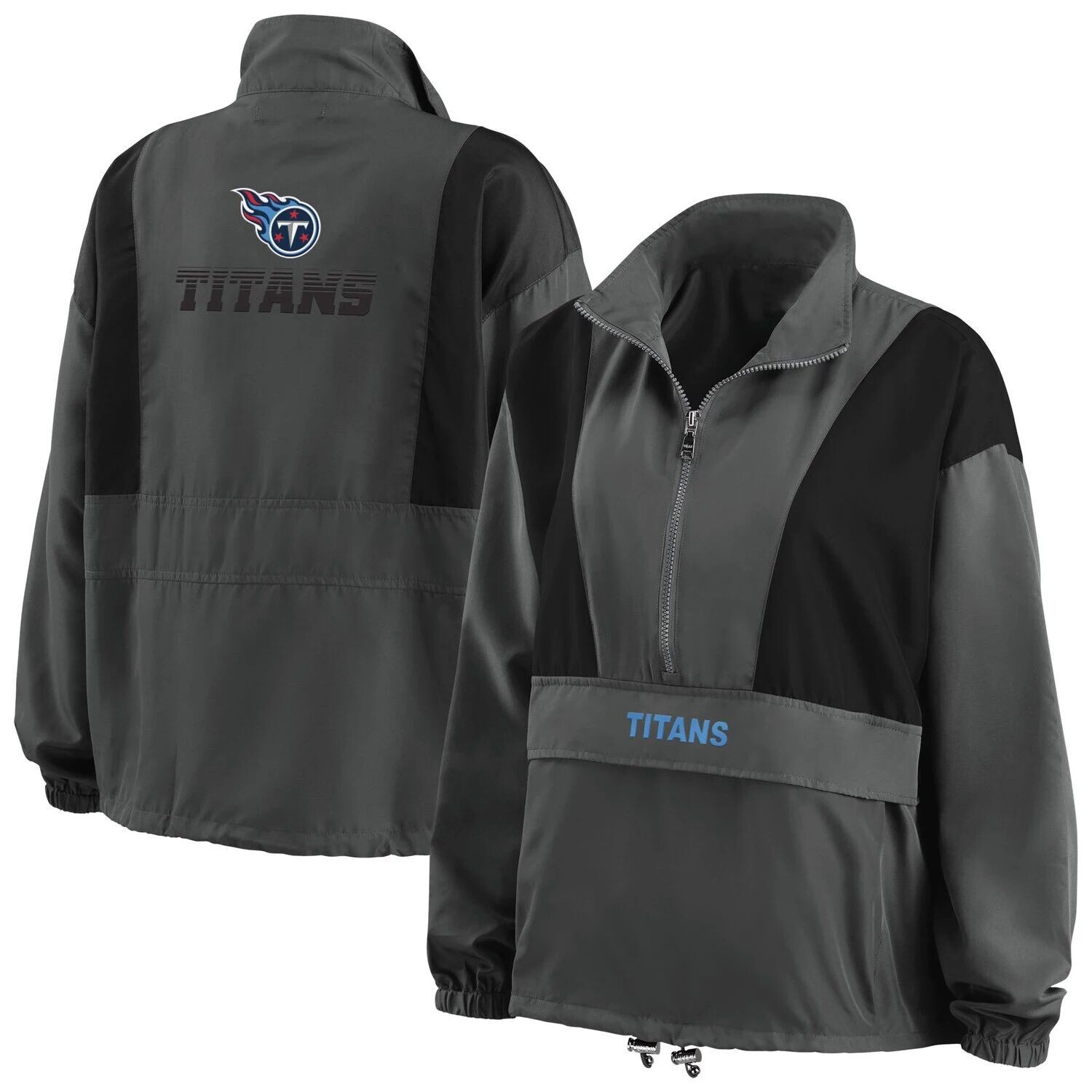 

Женская WEAR by Erin Andrews Темно-угольная складная куртка Tennessee Titans Popover с молнией до половины