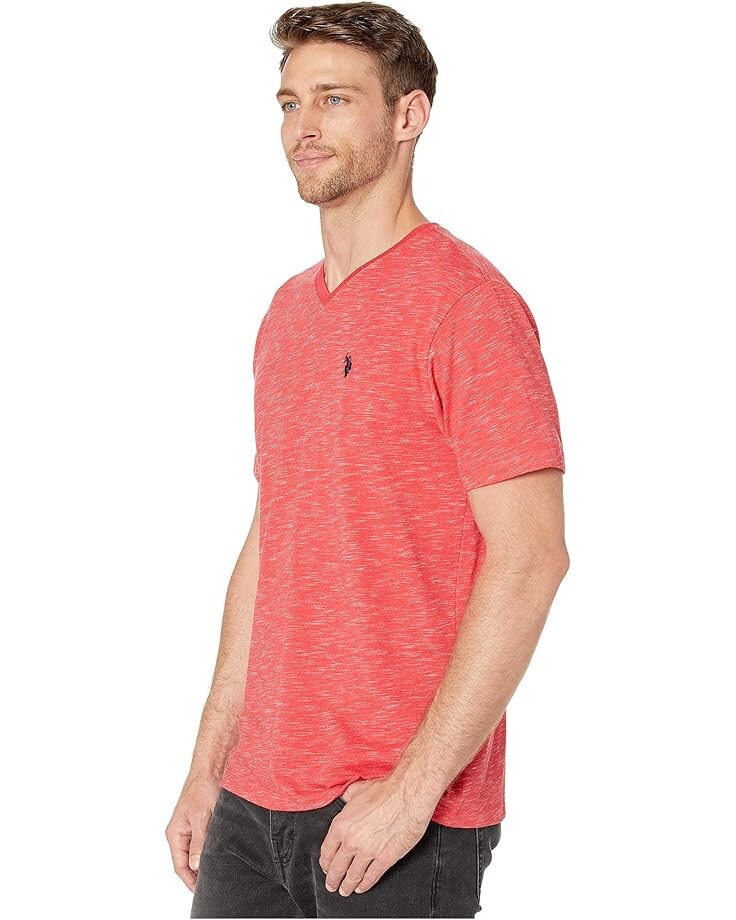 

Футболка U.S. POLO ASSN. Space Dyed V-Neck T-Shirt, цвет Nantucket Red Heather