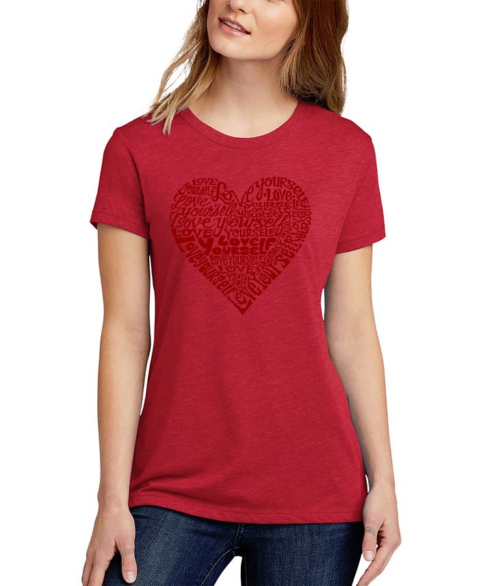 Женская футболка Love Yourself Premium Blend Word Art с короткими рукавами LA Pop Art, красный женская футболка hummingbirds premium blend word art с короткими рукавами la pop art черный
