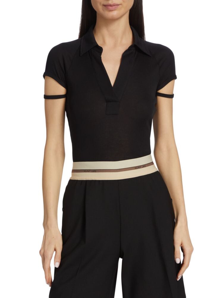 

Поло с короткими рукавами и ремешками Helmut Lang, цвет Basalt Black