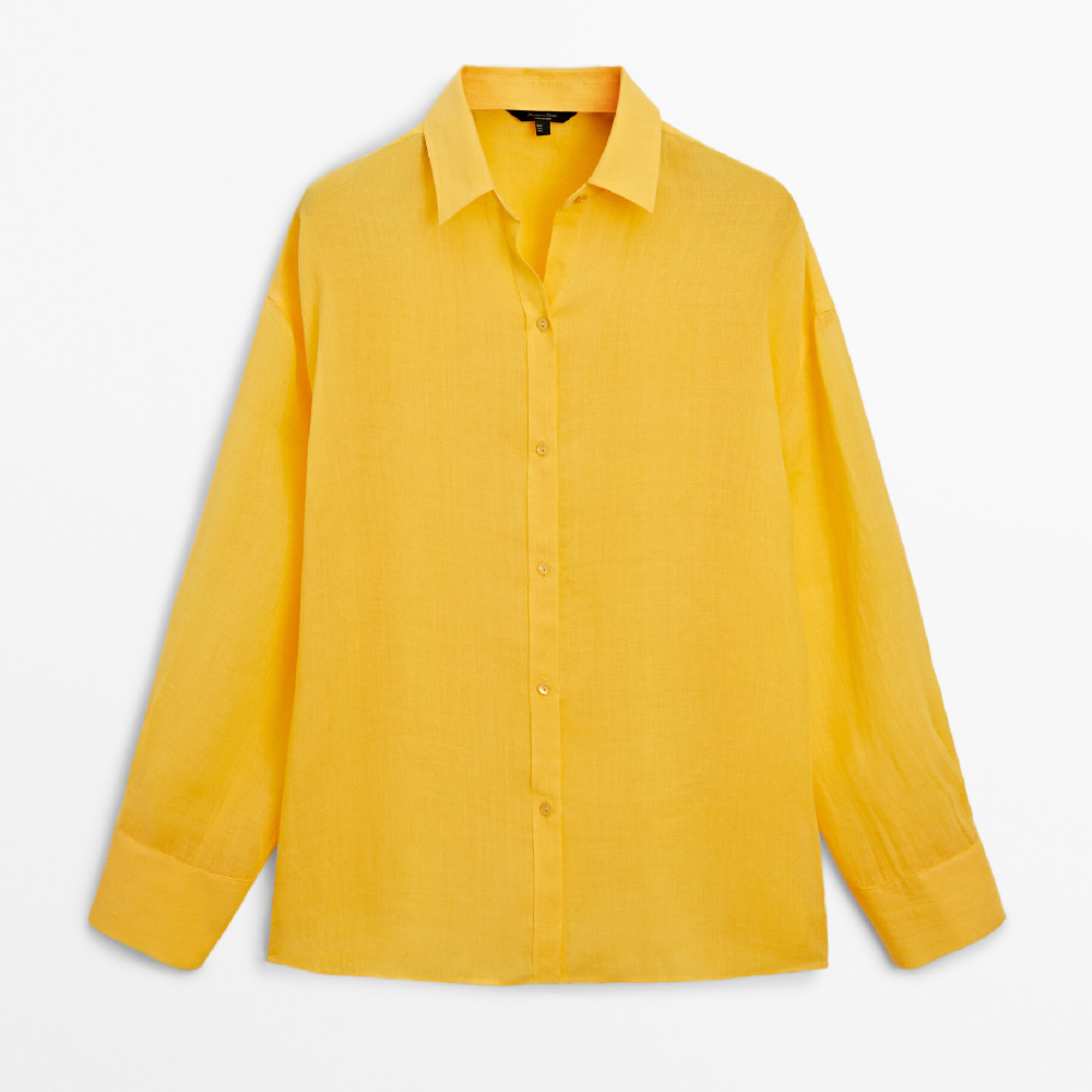 Рубашка Massimo Dutti 100% Ramie Oversize, желтый