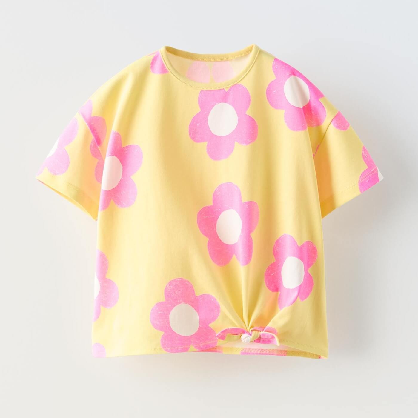 Футболка Zara Summer Camp Printed Knot, желтый/розовый