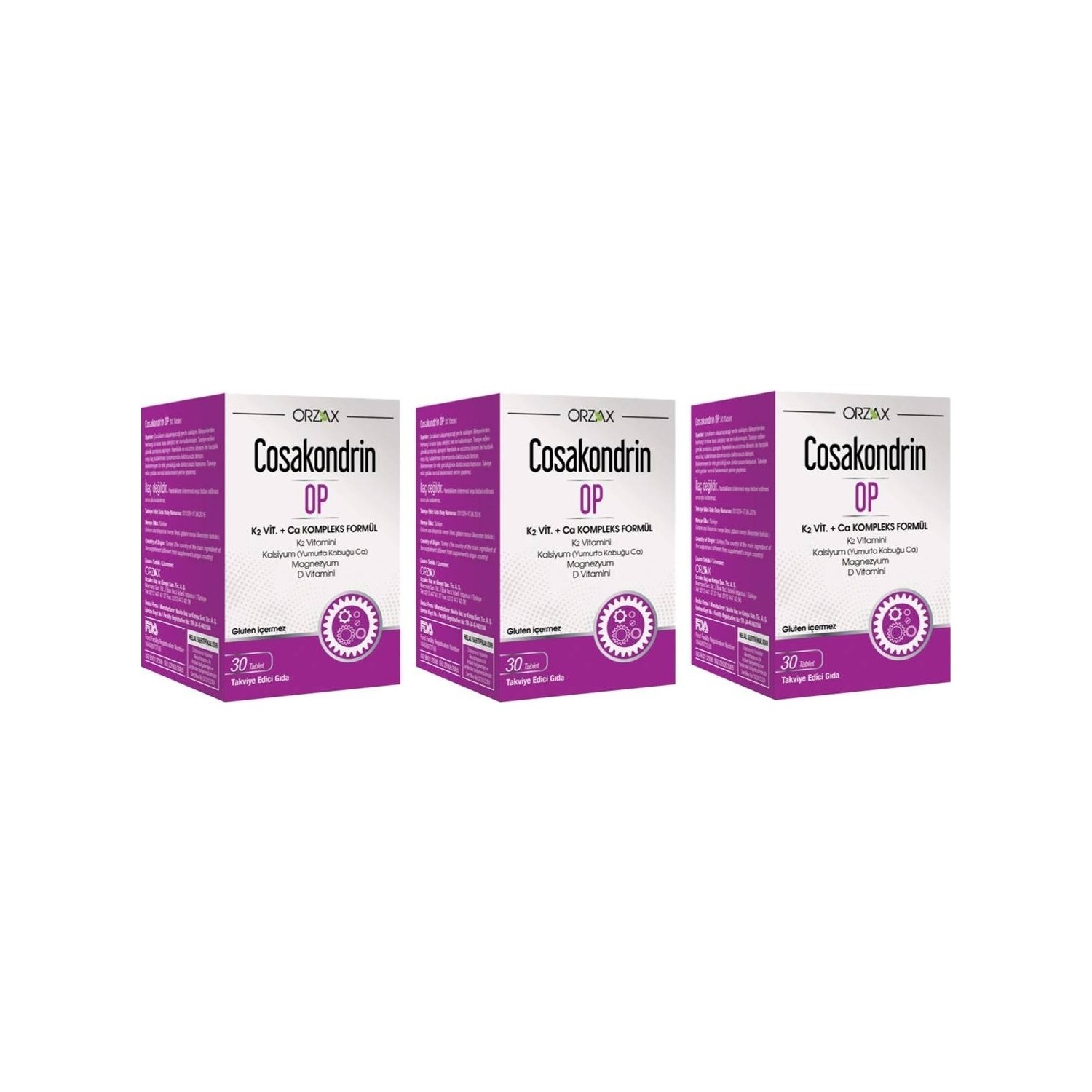 Пищевая добавка Orzax Cosakondrin Op, 3 упаковки по 30 таблеток