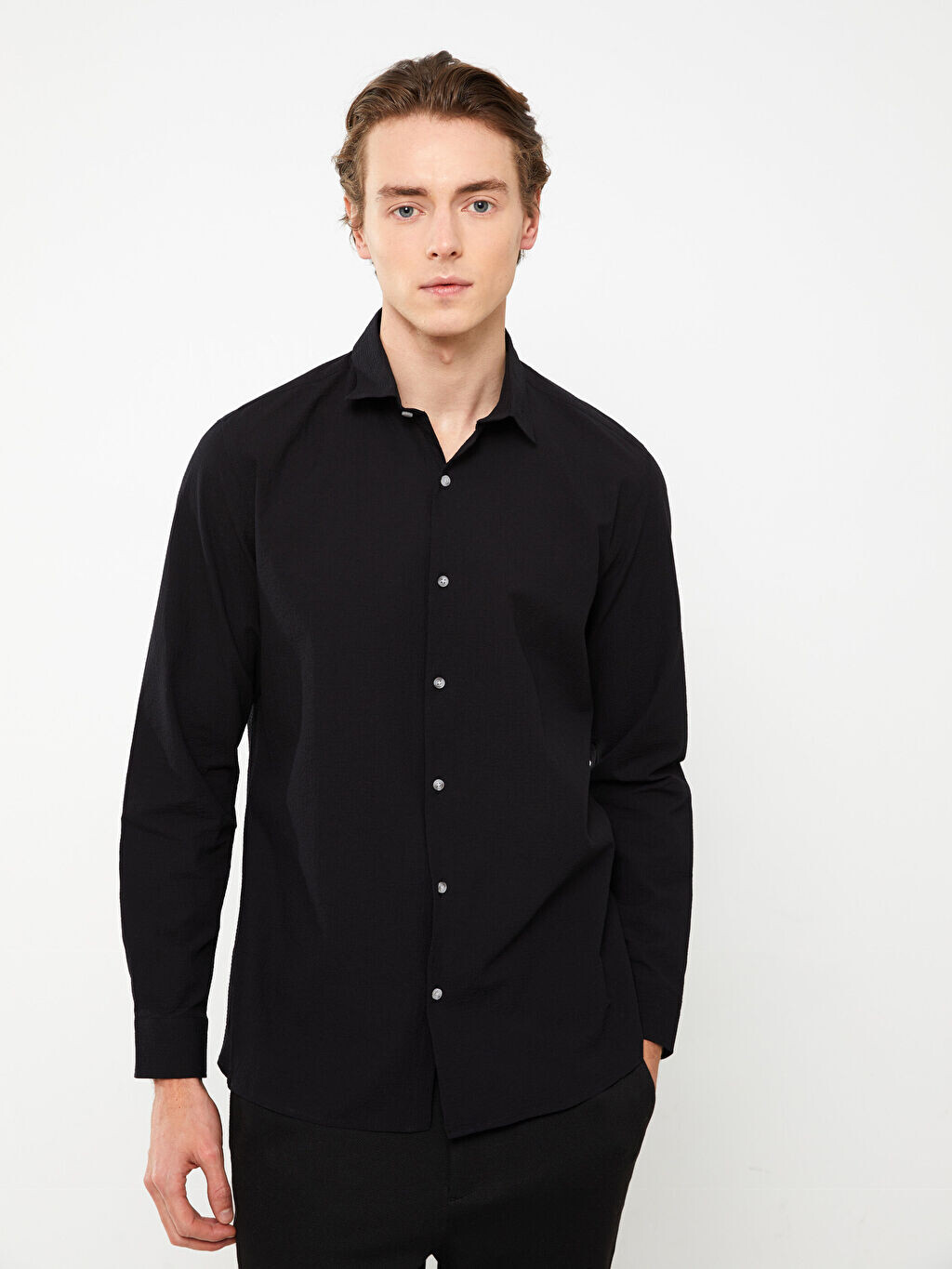 

Мужская рубашка Slim Fit с длинным рукавом LCW Vision