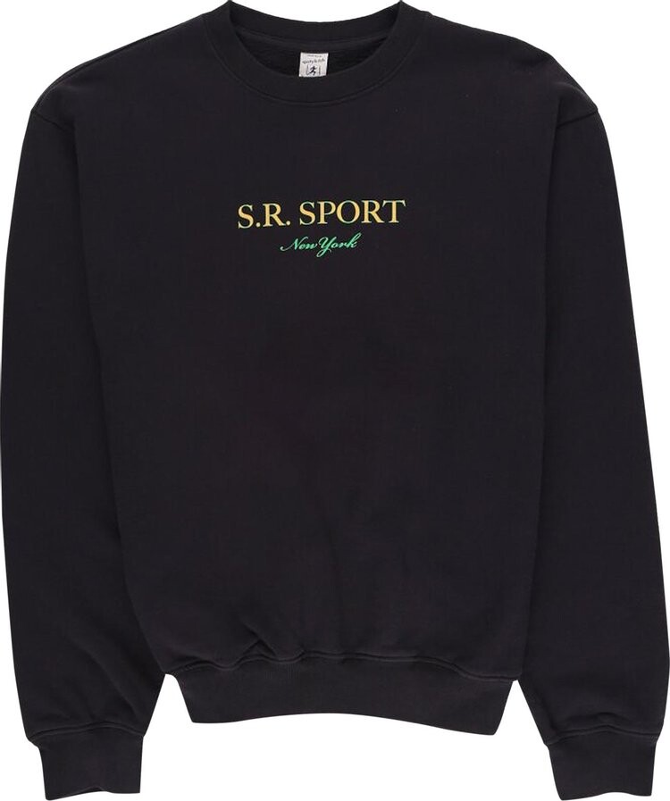 

Толстовка Sporty & Rich Wimbeldon Crewneck 'Faded Black/Green', черный