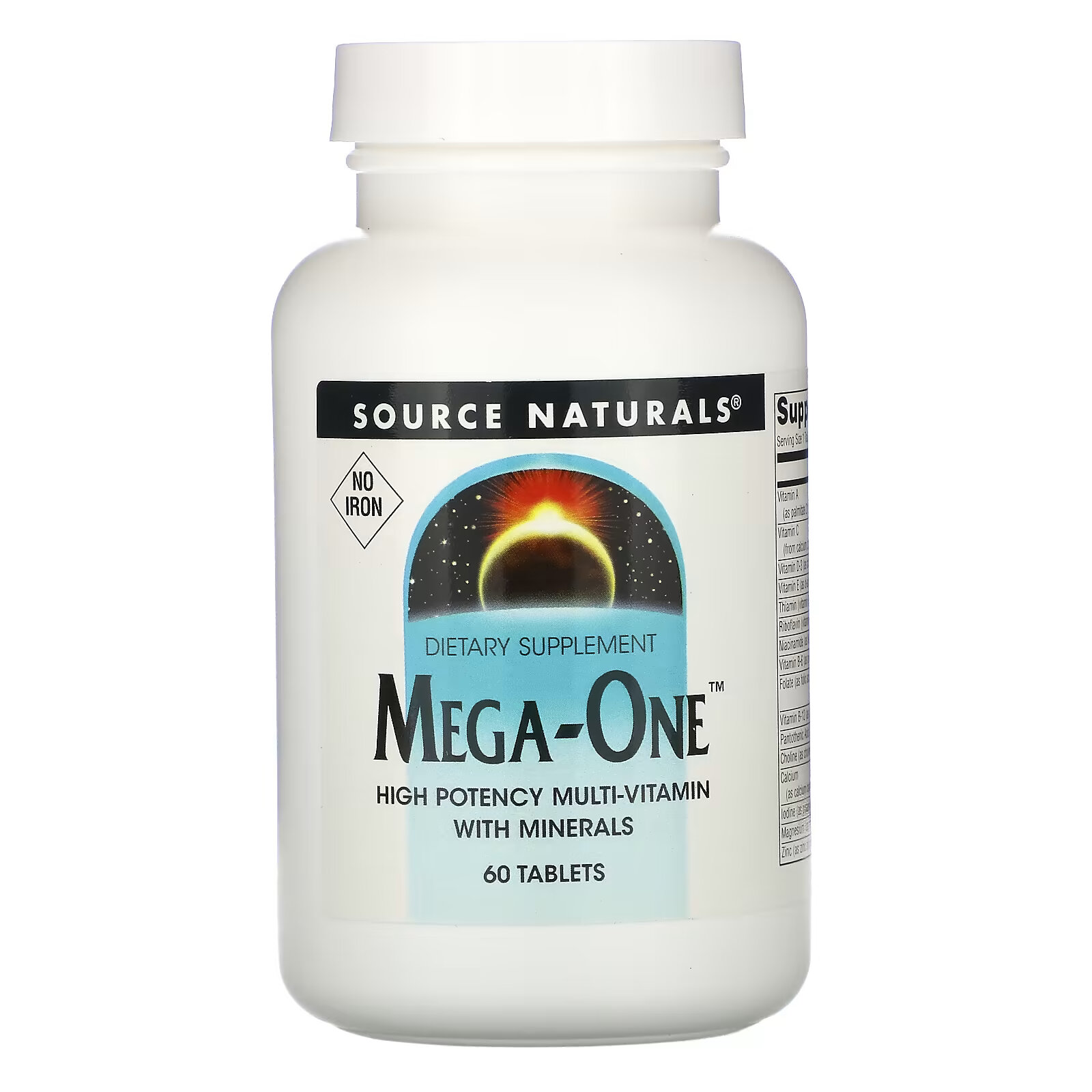 source naturals mega one высокоэффективный мультивитамин с минералами 60 таблеток Source Naturals, Мультивитамины Mega-One без железа, 60 таблеток