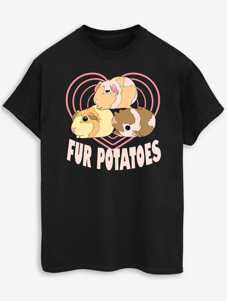 

Черная футболка с принтом для взрослых NW2 Pets Fur Potatoes George., черный