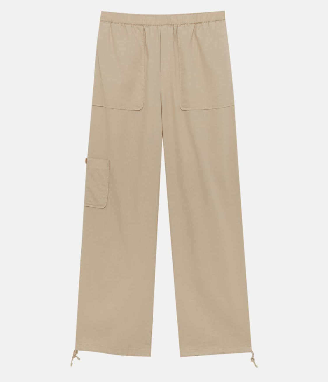 

Свободные брюки со льном Pull&Bear, бежевый