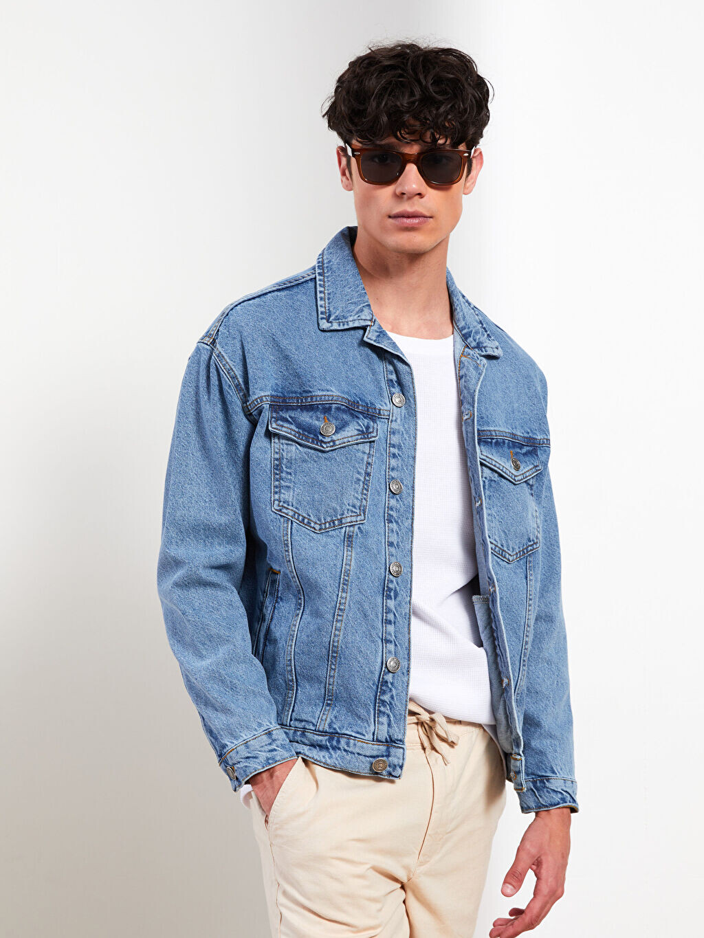 

Мужская джинсовая куртка оверсайз LCW Jeans, Синий