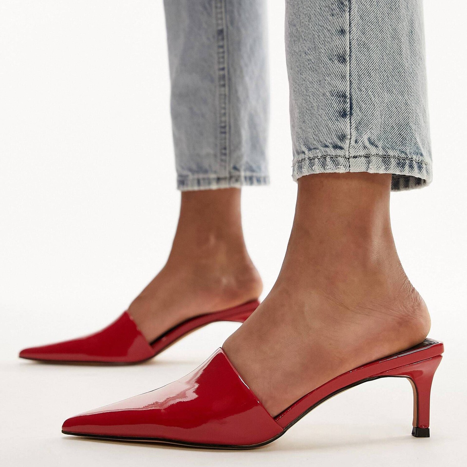 

Мюли Topshop Eva Pointed Toe Kitten Heel, красный