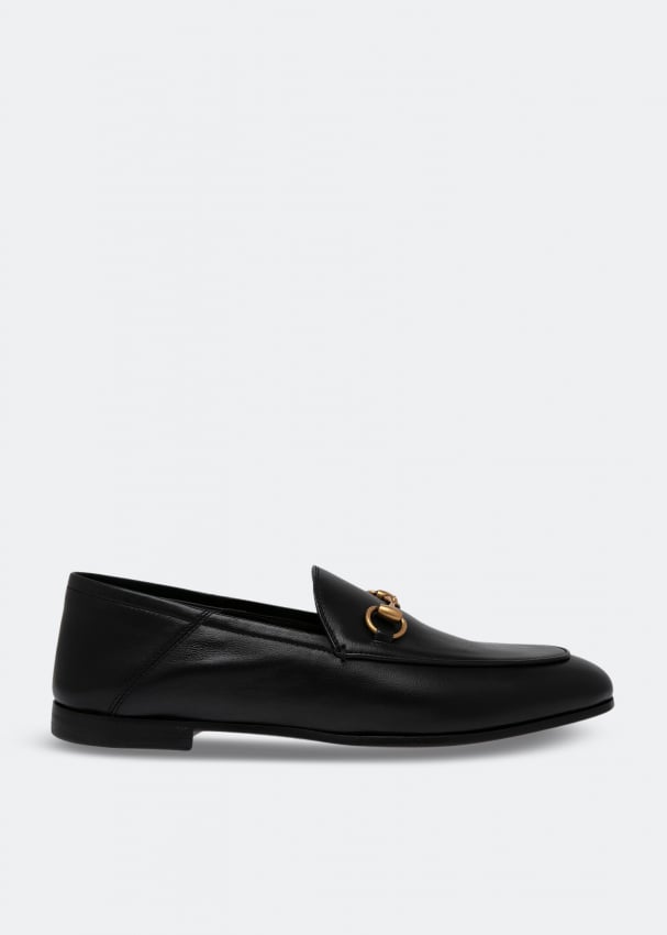 цена Лоферы GUCCI Horsebit leather loafers, черный