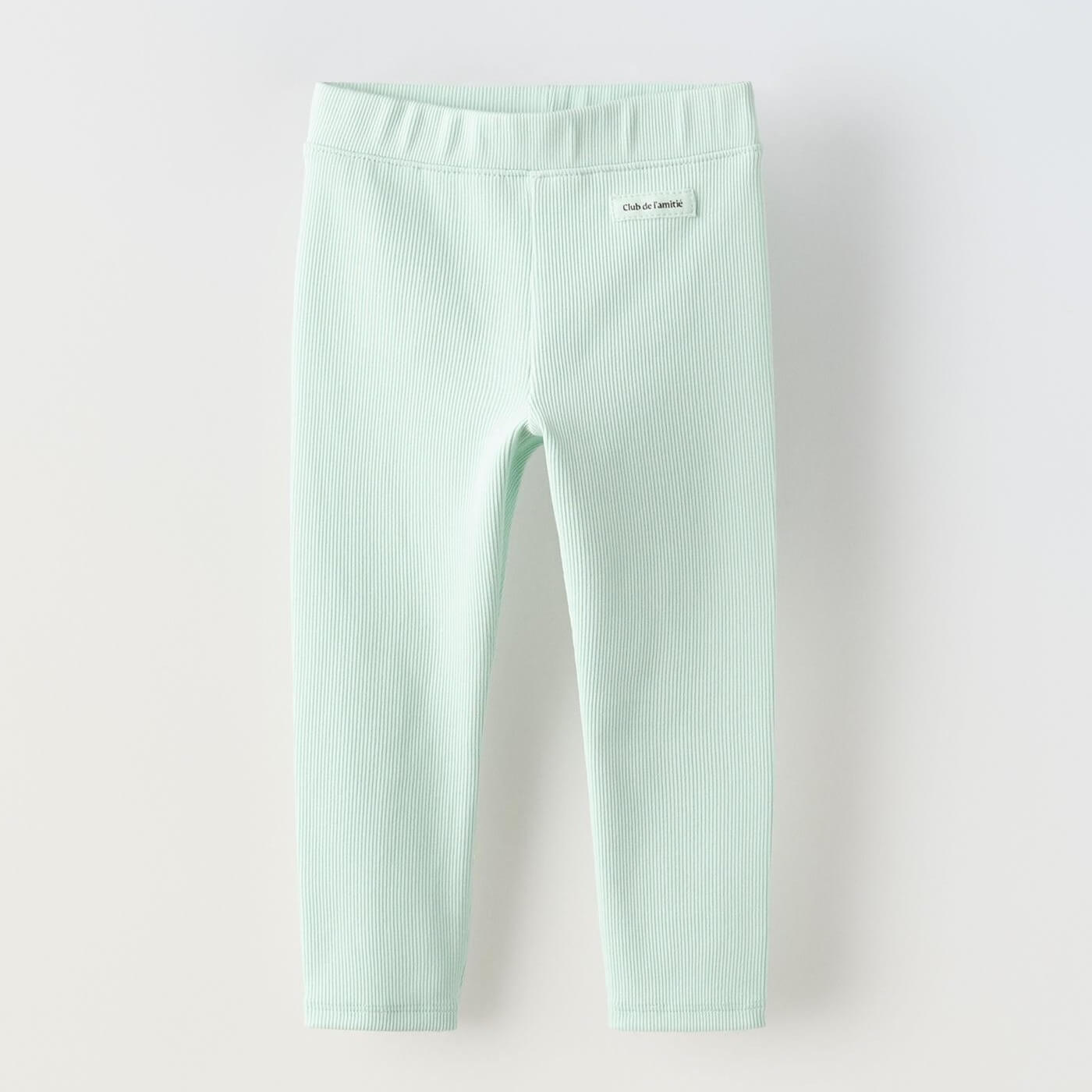 Леггинсы Zara Ribbed With Label, светло-зеленый штаны zara kids label and seam details светло зелёный