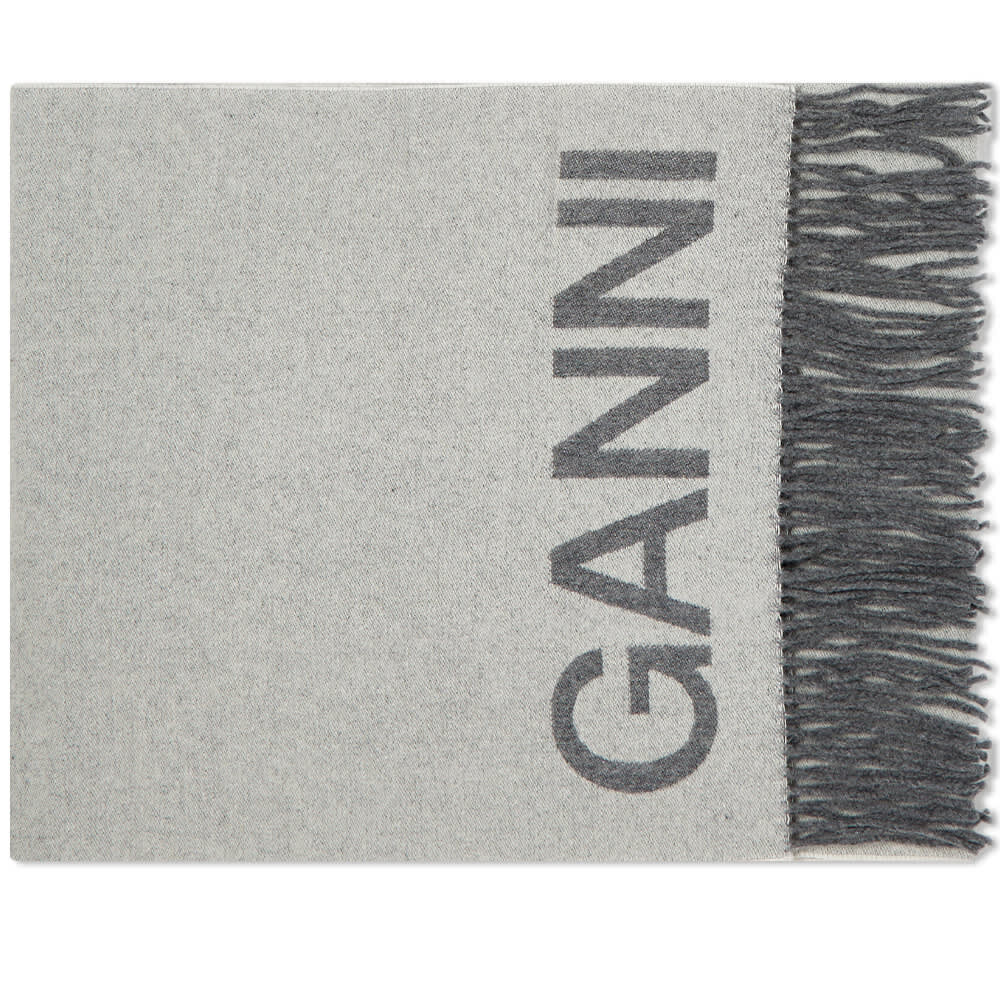 

Шарф GANNI Fringed Wool Logo Scarf