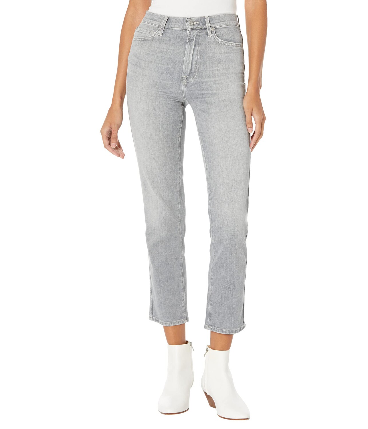 

Джинсы 7 For All Mankind, High-Waist Cropped Straight in Lefthand Bergamot Grey