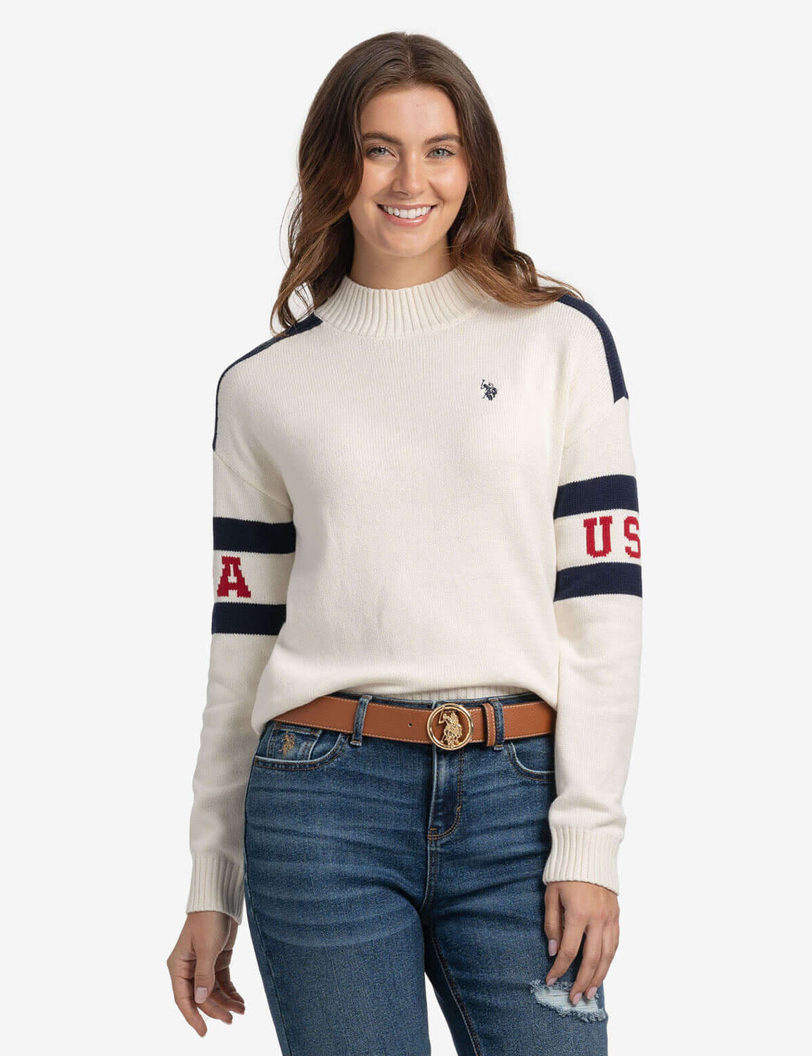 

Свитер U.S. Polo Assn. USPA Football Mock Neck, белый