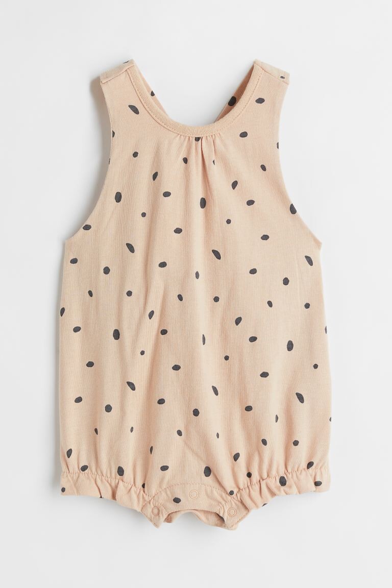 

Хлопковый комбинезон с рисунком H&M, бежевый/горошек
