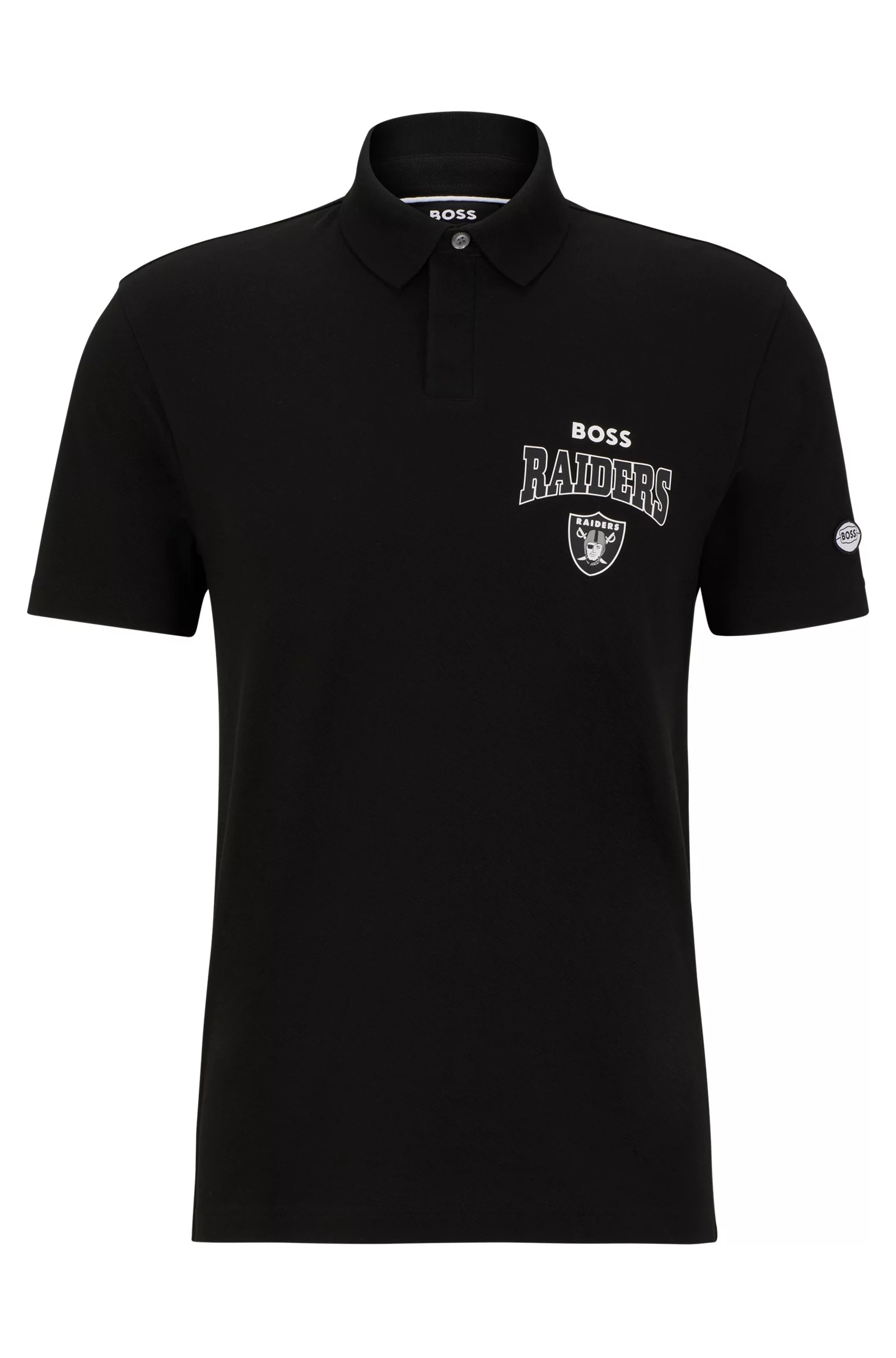 Футболка поло Boss X Nfl Cotton-piqué With Collaborative Branding Raiders, черный футболка поло boss x nfl cotton piqué with collaborative branding rams черный