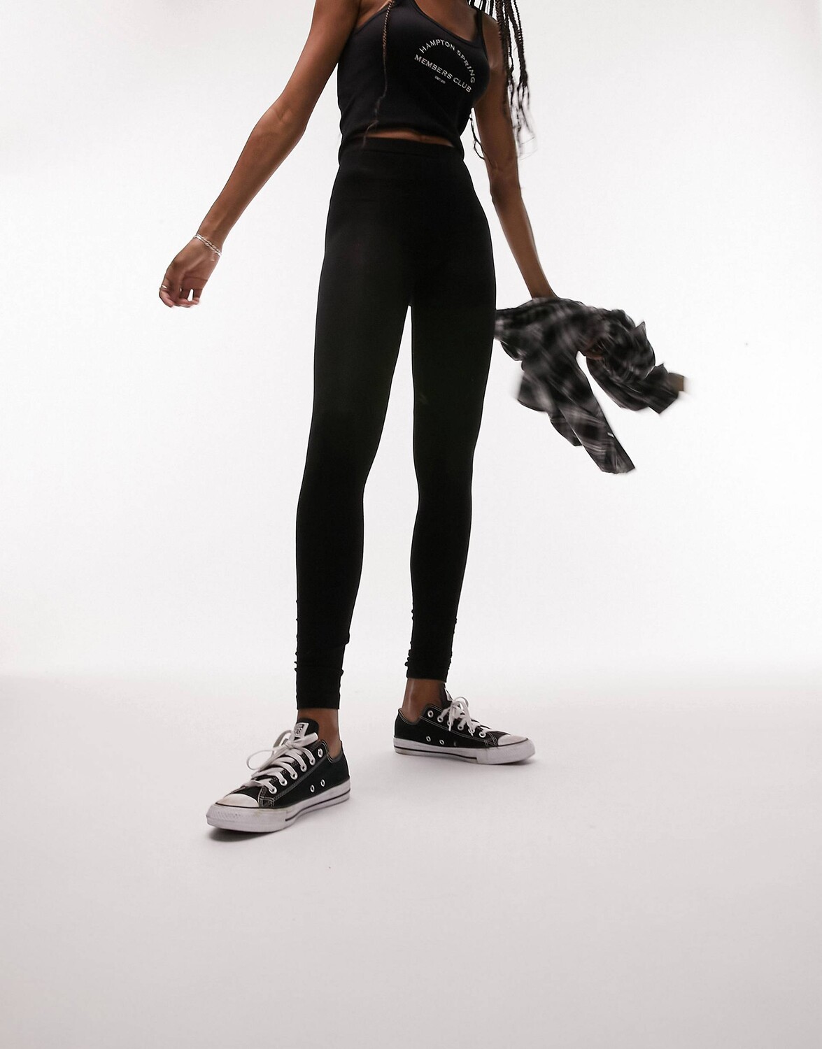 

Черные базовые легинсы до щиколотки Topshop Tall, Черный