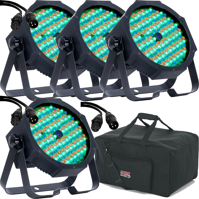 

ADJ American DJ MEG373 Mega Go PAR64 Plus RGB+UV LED Par Lights (4) с большой сумкой и кабелями