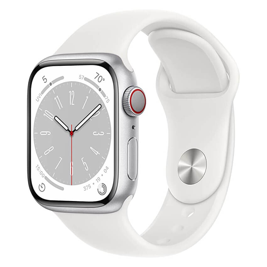 

Умные часы Apple Watch Series 8 (GPS+ Cellular), 41 мм, Silver Aluminum Case/White Sport Band - R, Серебристый