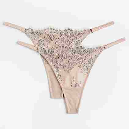 

Комплект трусов H&M Thong, 2 предмета, бежевый
