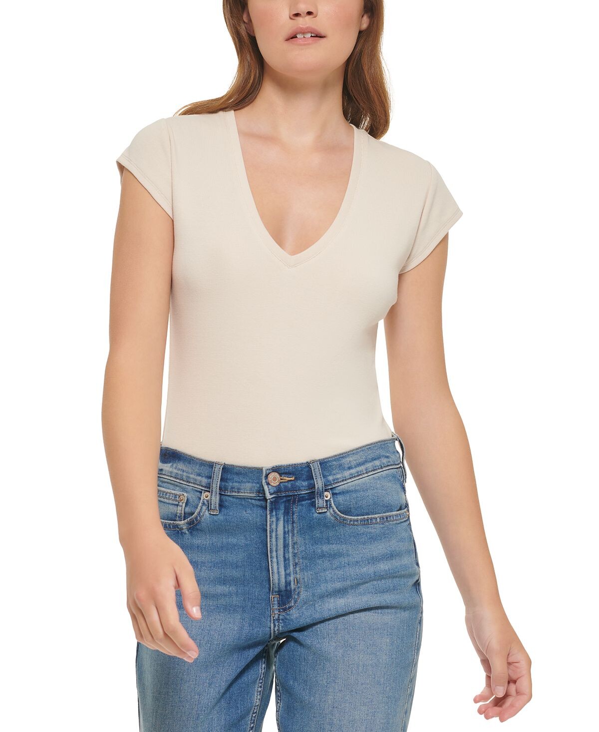 

Женское боди с короткими рукавами и v-образным вырезом Calvin Klein Jeans