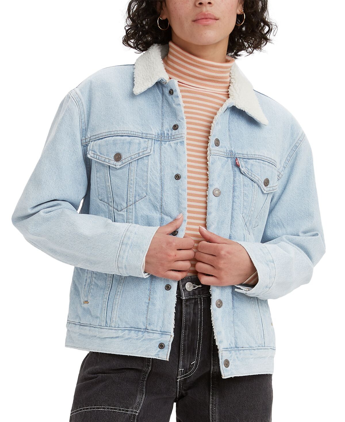 

Женская куртка trucker из хлопка ex-boyfriend с подкладкой из искусственной шерпы Levi's, мульти, Серый
