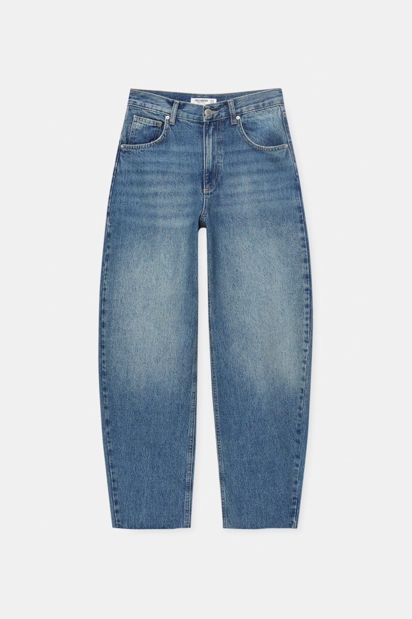 

Джинсы средней посадки Pull&Bear Balloon Fit, темно-синий