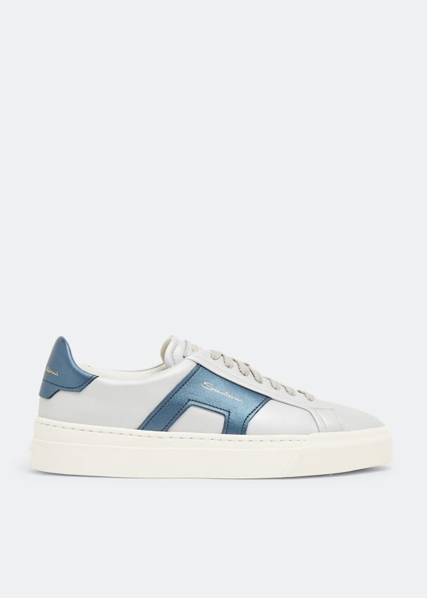 

Кроссовки SANTONI Double Buckle sneakers, серебряный, Серебристый