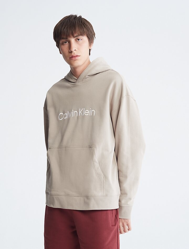 

Толстовка Calvin Klein Relaxed Fit Standard Logo, бежево-серый
