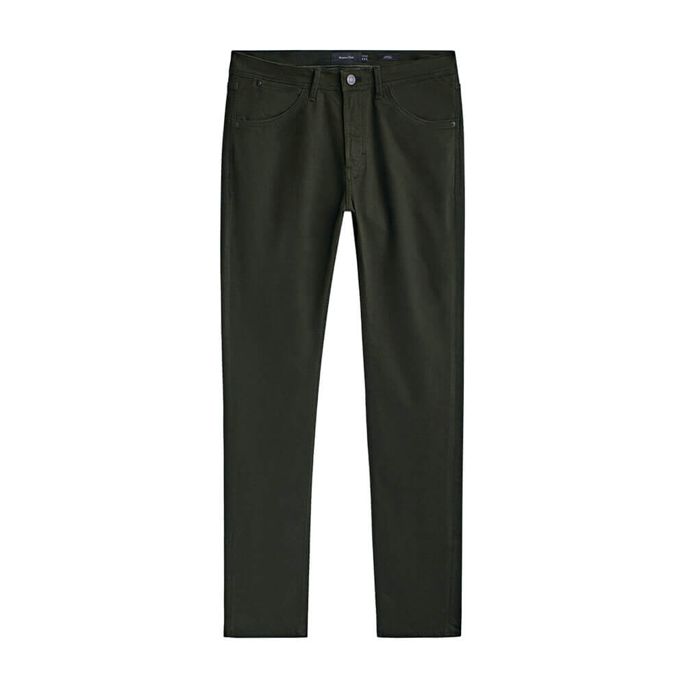 

Брюки Massimo Dutti Slim Fit Twill Denim-Effect, хаки