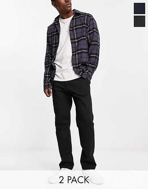 

Комплект брюк Pull&Bear Chinos, 2 пары, черный/темно-синий