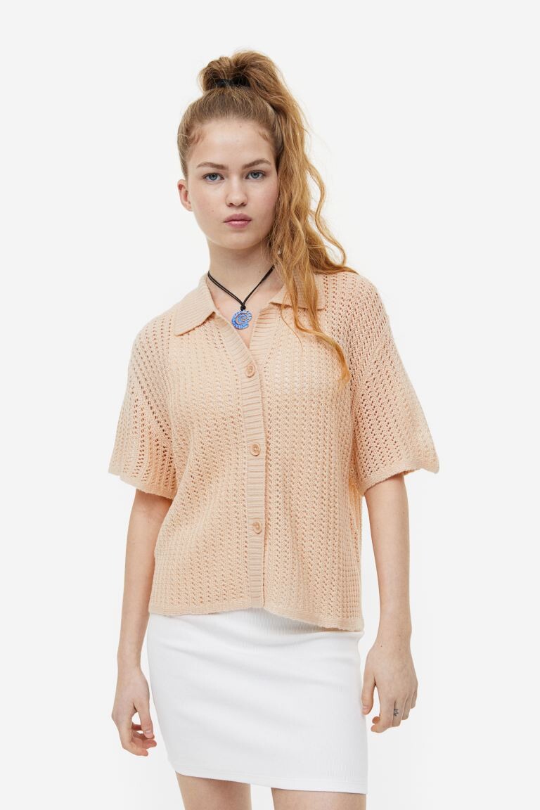 

Кардиган с дырками H&M, светло-бежевый