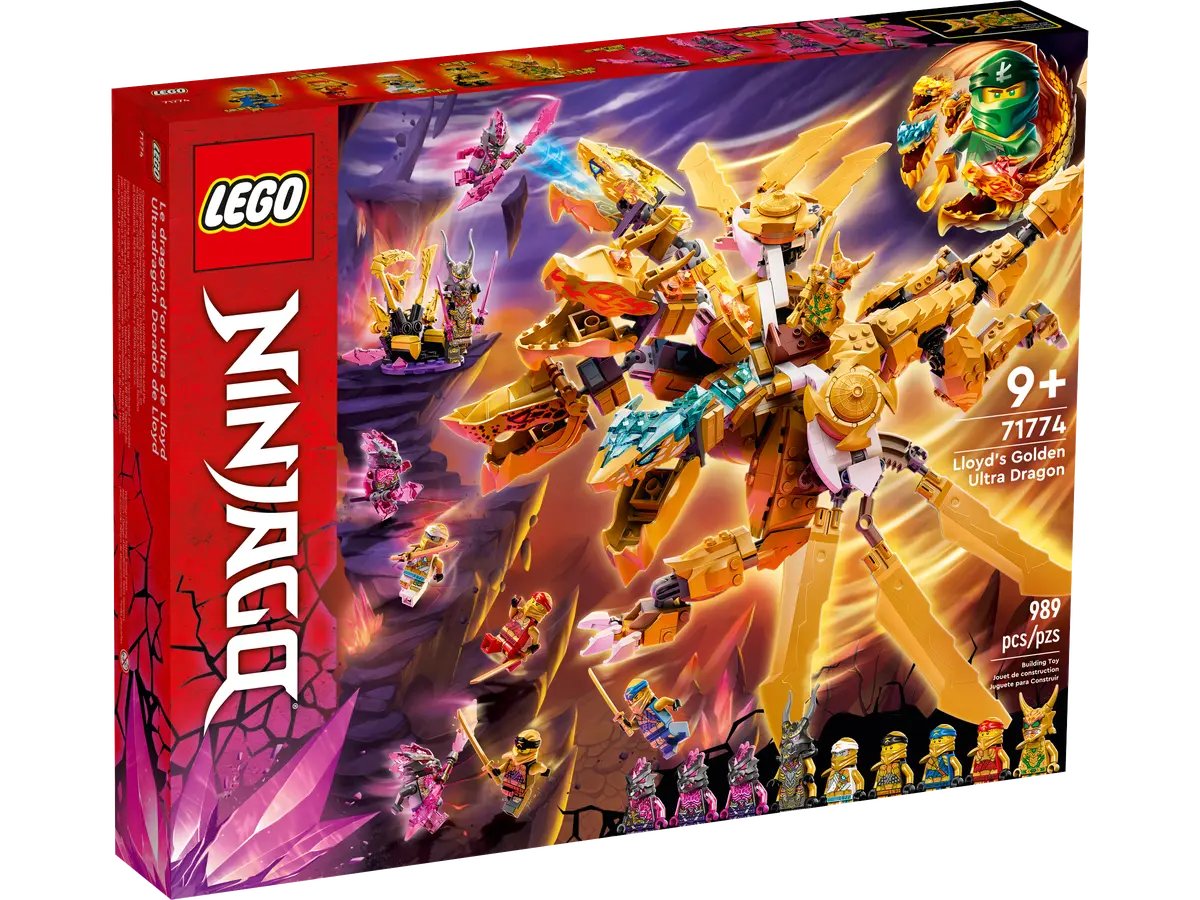 цена Конструктор Lego Ninjago Lloyd’s Golden Ultra Dragon 71774, 989 деталей
