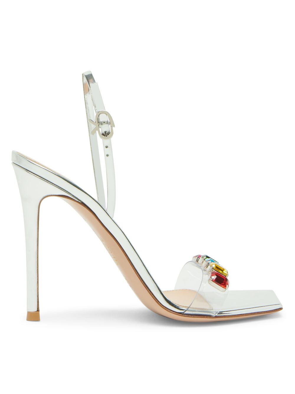 

Сандалии Ribbon Candy 105MM на высоком каблуке Gianvito Rossi, серебряный