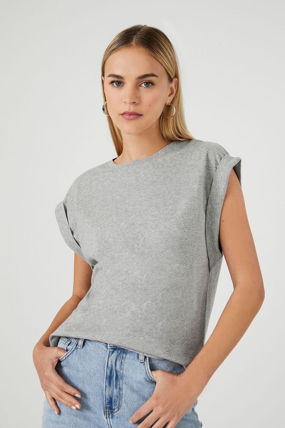 

Хлопковая футболка с мышцами Forever 21, серый