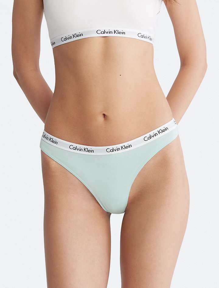 

Хлопковые трусики-танга Carousel с логотипом Calvin Klein, синий