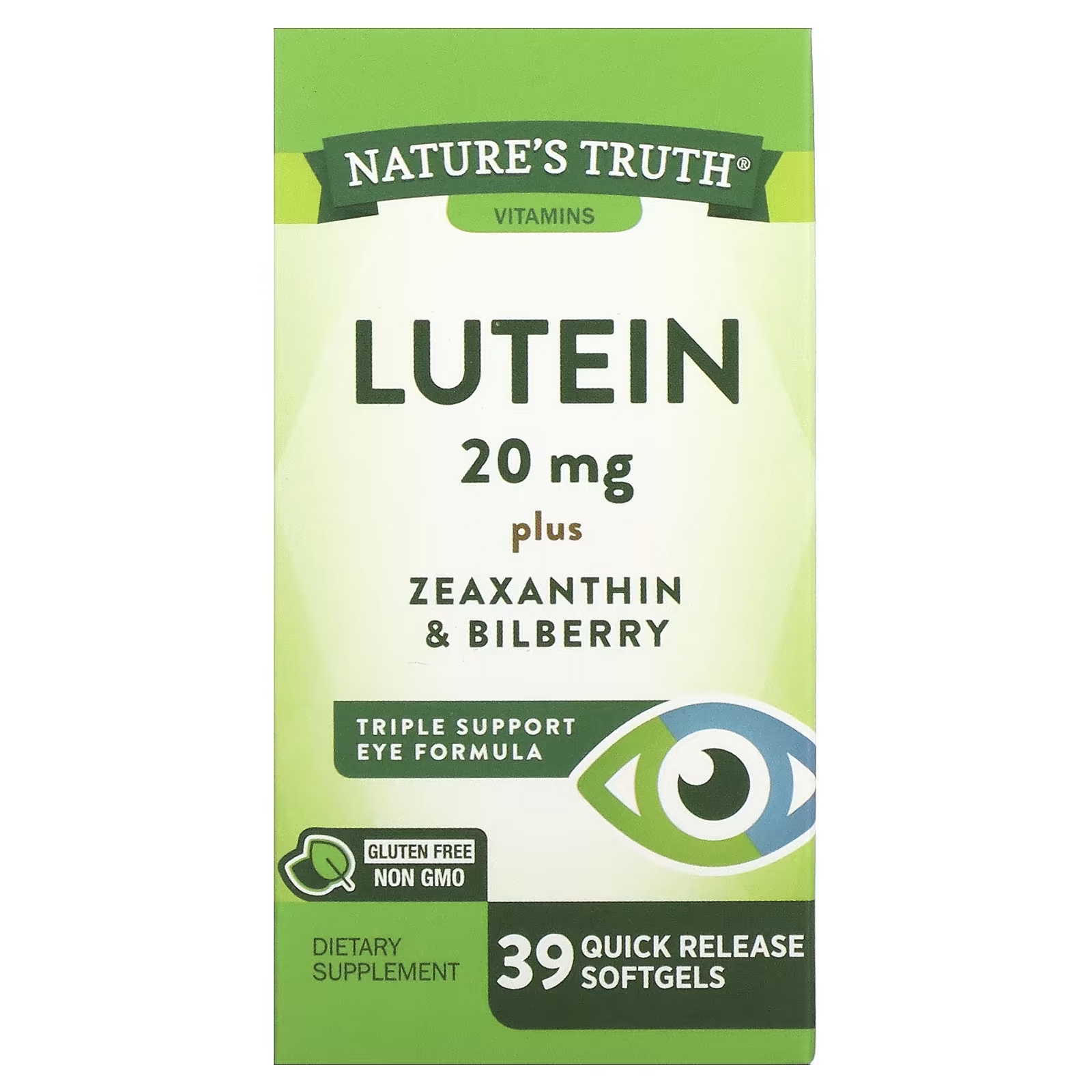 Nature's Truth Лютеин с зеаксантином и черникой 20 мг, 39 капсул