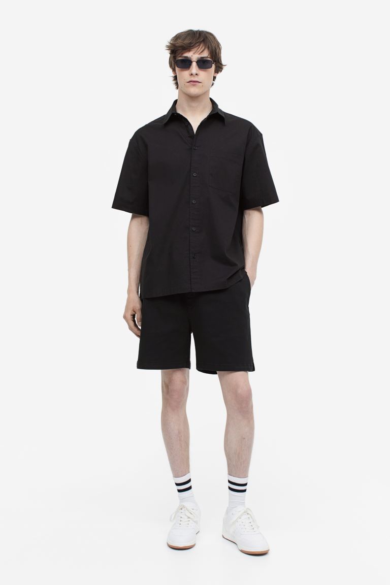 Хлопковые шорты свободного кроя H&M, черный хлопковые шорты свободного кроя h