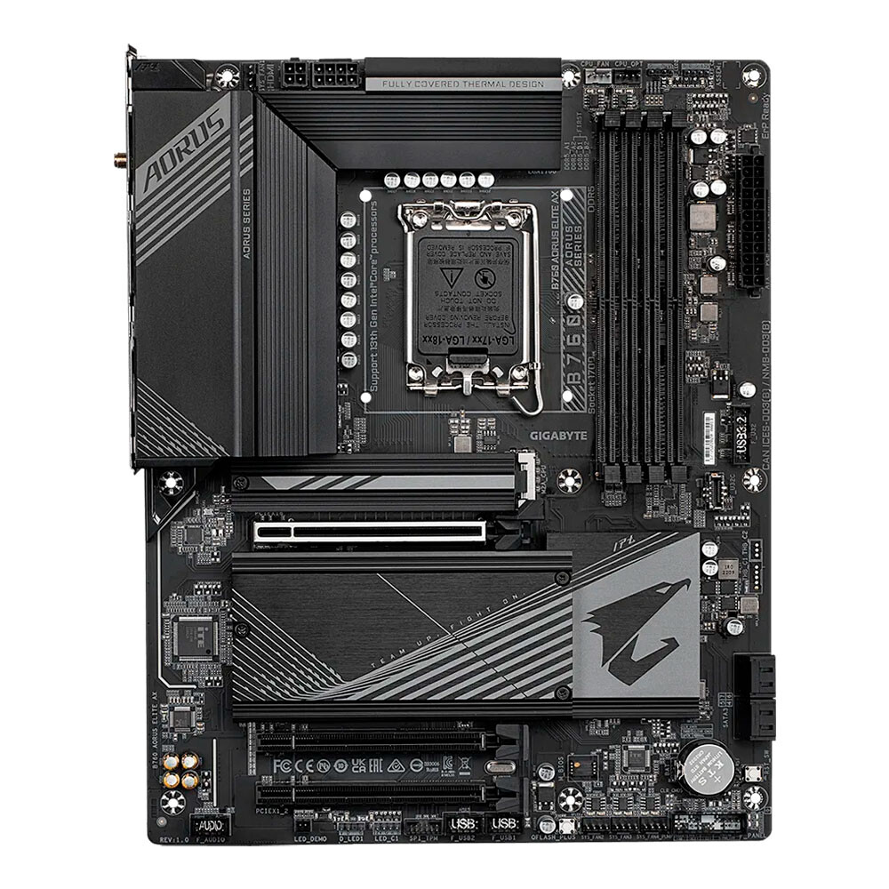 Материнская плата Gigabyte B760 AORUS ELITE AX, LGA 1700, DDR5, Wi-Fi материнская плата gigabyte b760m aorus elite ax soc 1700