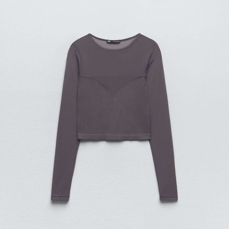 

Бесшовный лонгслив Zara Seamless Matching, серый