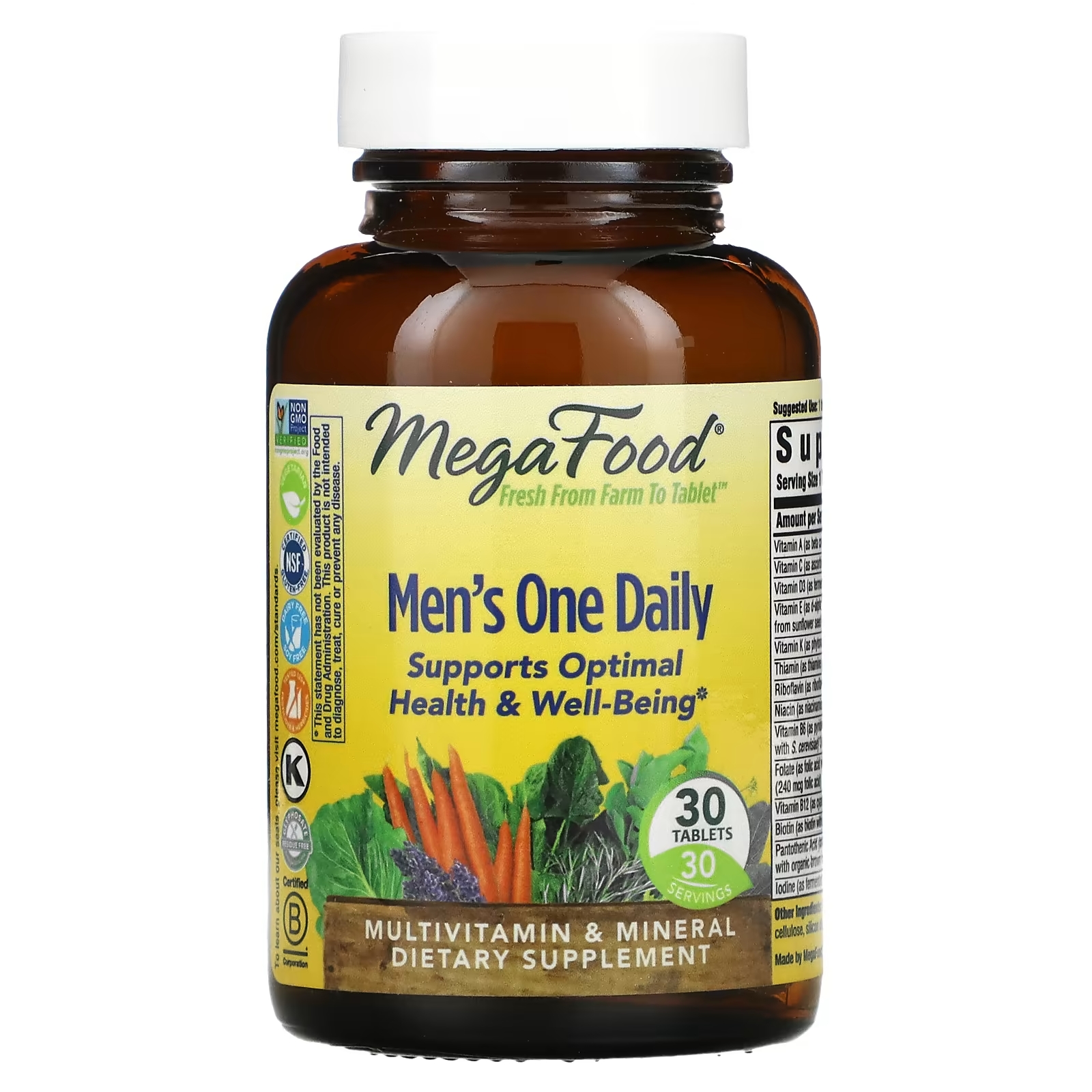 Ежедневные Витамины для Мужчин MegaFood Men's One Daily, 30 таблеток megafood ежедневные витамины для мужчин без железа 90 таблеток