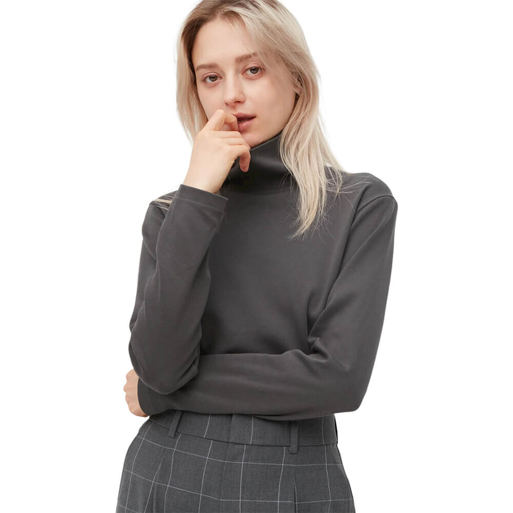 

Лонгслив Uniqlo Smooth Stretch Cotton Turtleneck, серый