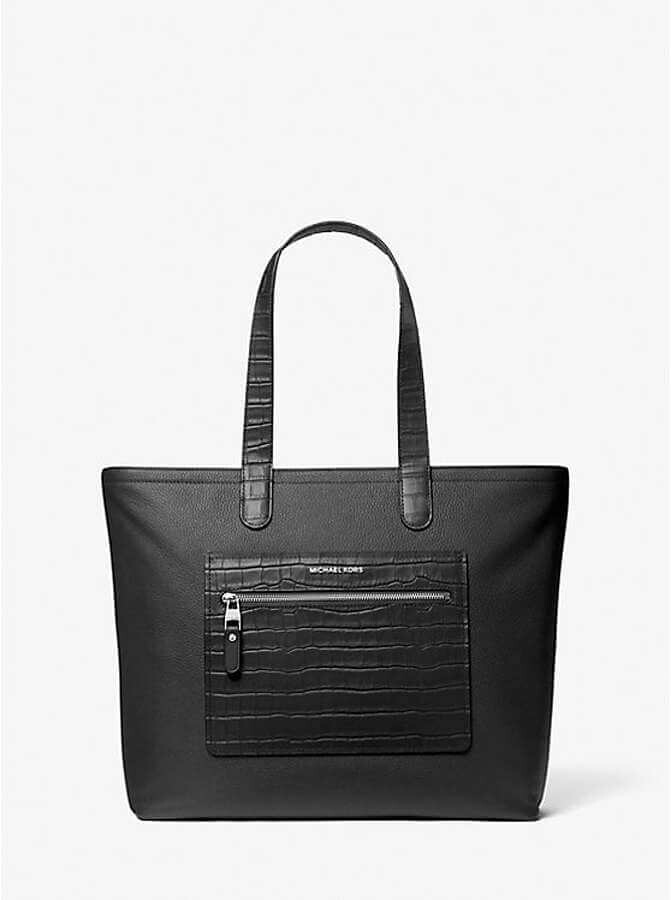 

Сумка Michael Kors Hudson Textured Leather Top-Zip Tote, черный