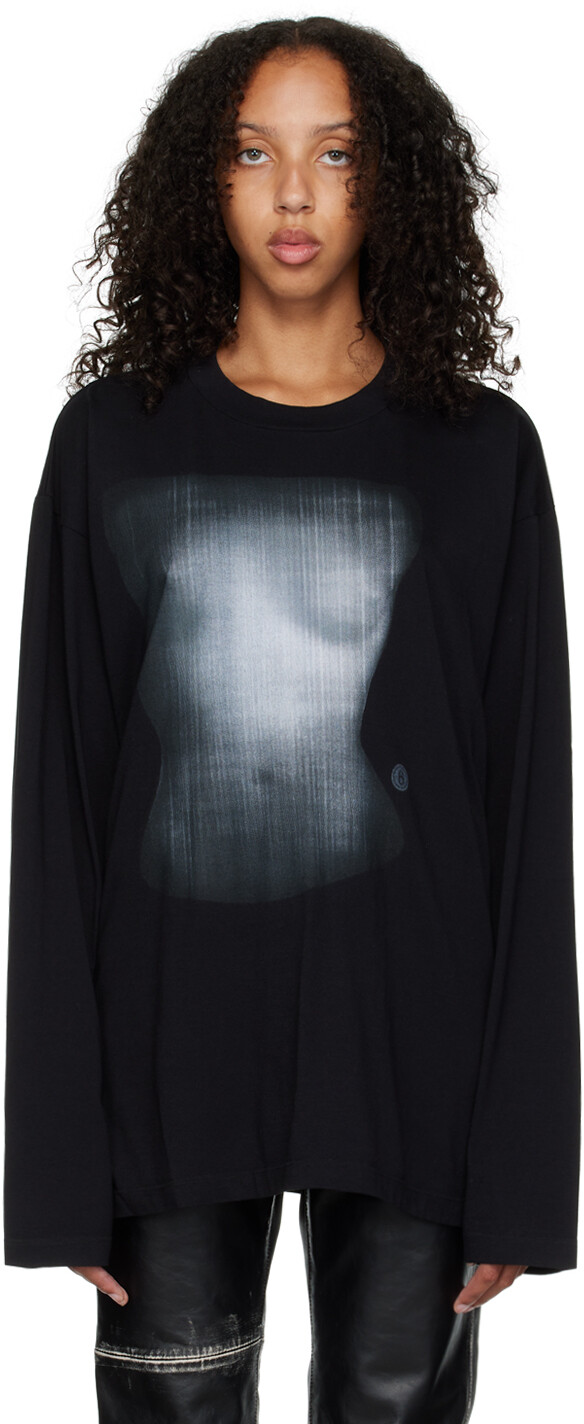 

Черная футболка с длинным рукавом с рисунком MM6 Maison Margiela