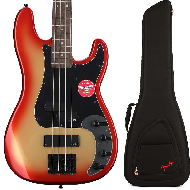 

Squier Contemporary Active Precision Bass PH - комплект Sunset Metallic с чехлом для электробаса Fender FB1225 - черный Squier + Fender 0370481570=1 0991622406=1