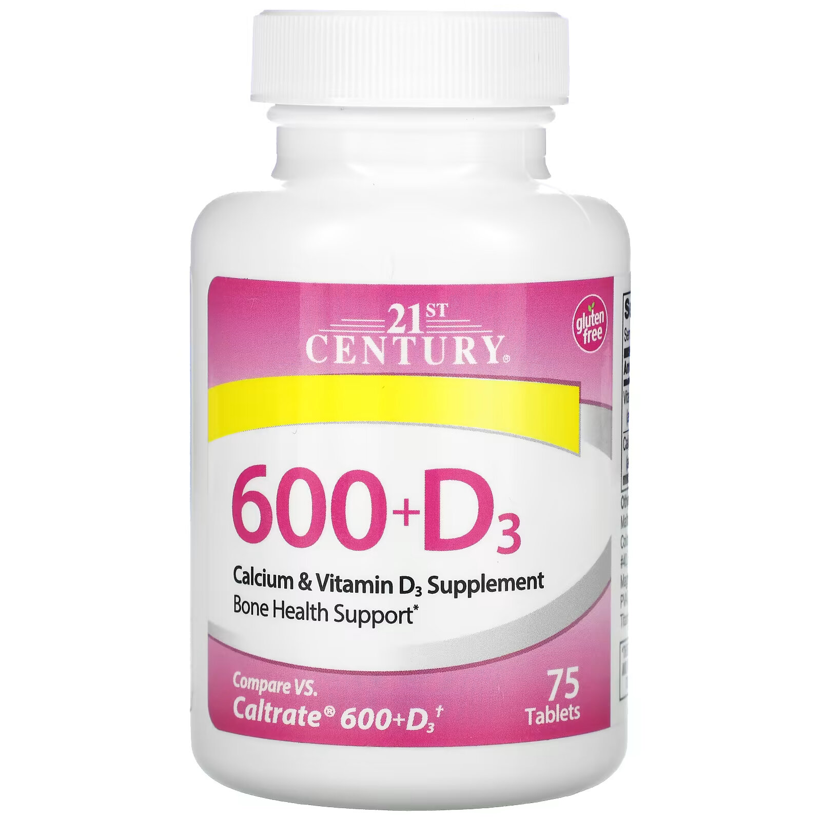 21st Century, 600+D3, добавка с кальцием и витамином D3, 75 таблеток 21st century arthri flex advantage с витамином d3 120 таблеток покрытых оболочкой